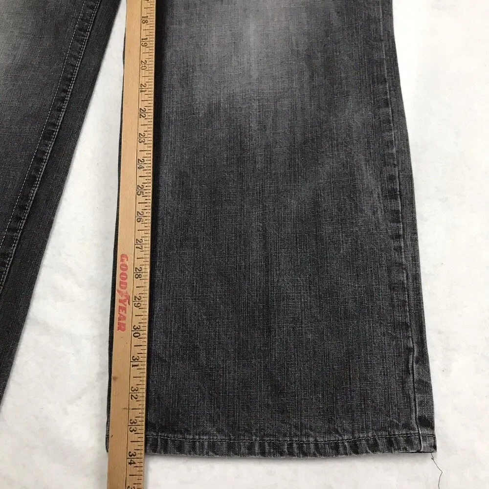Vintage AVIREX Eagle Baggy Wide Leg Jeans Men 38x34 Gray Faded Y2K Hip Hop Skate